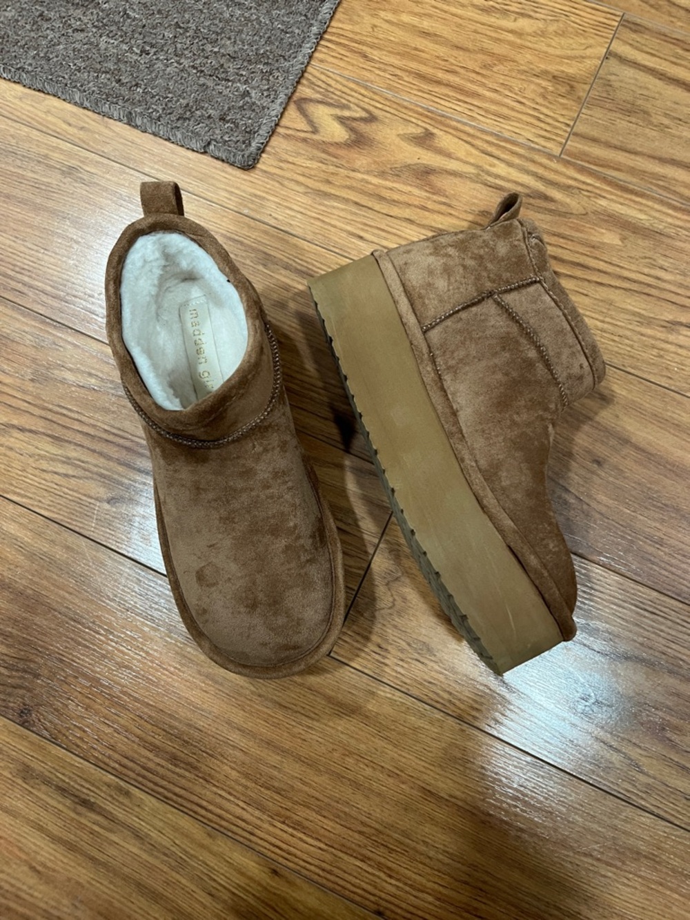 Cozy Suede Platform Ankle Boots in Brown
